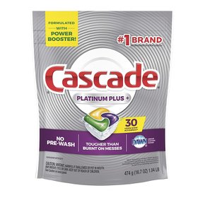 [해외직구]캐스캐이드 플레티넘 플러스 식기세척세제 레몬 30입 Cascade Dishwasher Detergent Platinum Plus Lemon 16.7oz