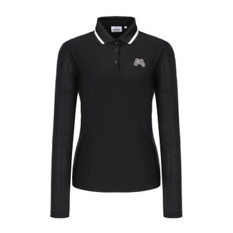 MARTINE GOLF [정상가 258000원]여성 카라 타공 긴팔티셔츠 블랙 (QW0EKS20839)