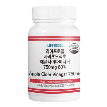  라이프토콜 사과초모식초 애플사이다비니거 750mg 60정