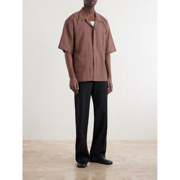 로히트 컨버터블 칼라 코튼 자카드 셔츠 46376663163099400