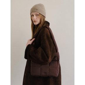 Square padding shoulder bag Bread brown