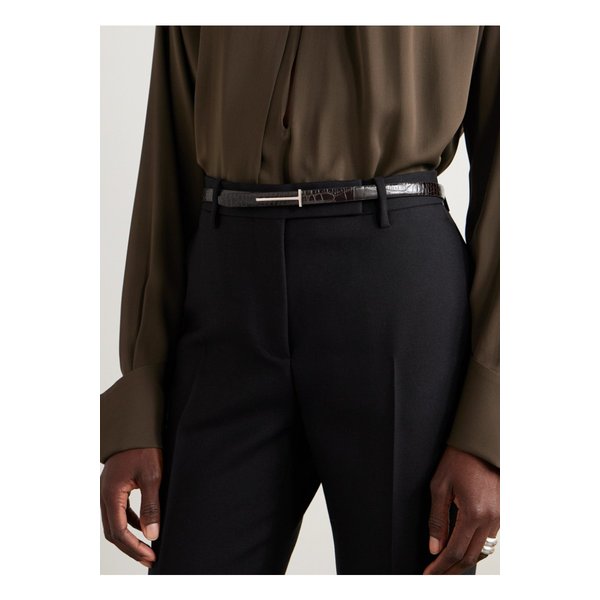 크로커다일 이펙트 가죽 벨트 다크 브라운 46376663162911866