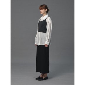 WOOL H-LINE LONG SKIRT (BLACK)