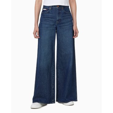 Calvin Klein Jeans 여성 슈퍼 와이드 레그핏 다크 블루 데님(47D718G)