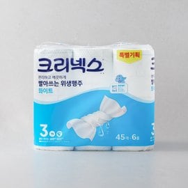 크리넥스 크리넥스빨아쓰는위생행주 화이트 45매*6롤