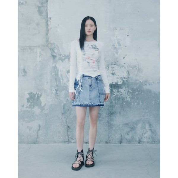 [시흥점] 여성 밑단 언발 오프숄더 셔링티셔츠 (ER2CL460)