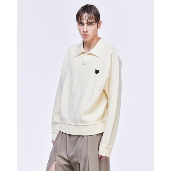 [파주점] 지제로 엠블럼 오픈 카라 니트 SH2KT810IV