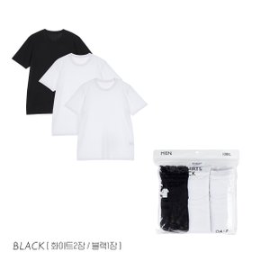 3팩라운드넥반팔티 BLACK