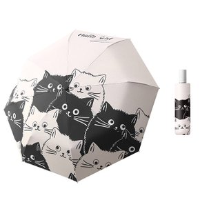 귀엽고 튼튼한 자외선차단 3단 우산 양산-블랙 화이트