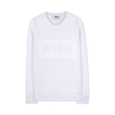 MSGM 여성 박스로고 화이트 맨투맨 2941MDM168 207799 01