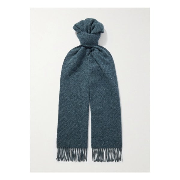 존스톤스 오브 엘긴 로프티 프린지 캐시미어 헤링본 스카프 46376663162948196