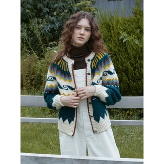 그린버터 Wave Nordic Cardigan (Khaki)