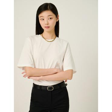 빈폴레이디스 25FW 밑단 스트링 반소매 티셔츠 - 화이트 BF5742C021
