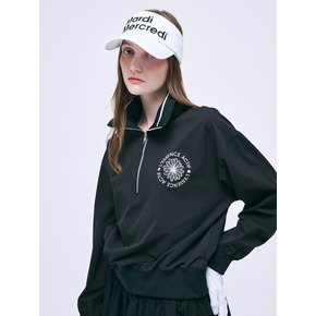 WINDBREAKER HIGH-NECK ZIP-UP ACTIF EMBLEM_BLACK IVORY