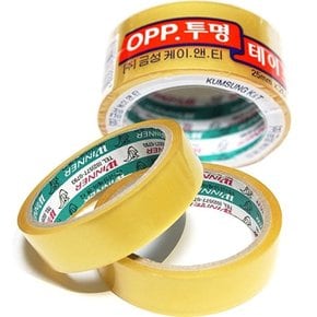 금성 OPP 투명 2등분 테이프 25mm x 2EA 25M