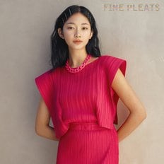 [FINE PLEATS] 피네 플리츠 숄더 커버 탑 핫 핑크