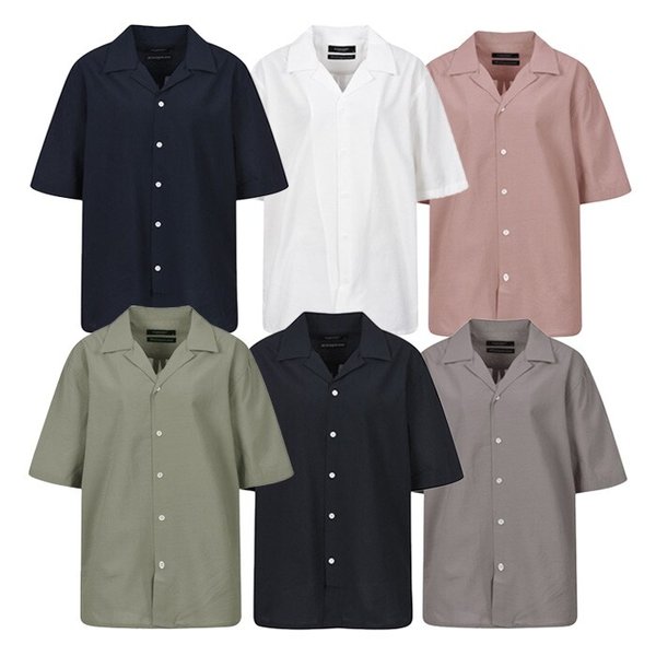 남성 에어릿 오픈카라 셔츠 6종택1