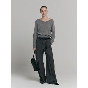 FLARE WOOL PANTS [GREY]