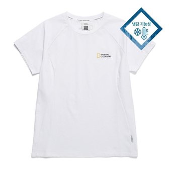 내셔널지오그래픽 [여주점] N242WTS410 여성 쿨맥스 스몰로고 반팔 티셔츠 화이트