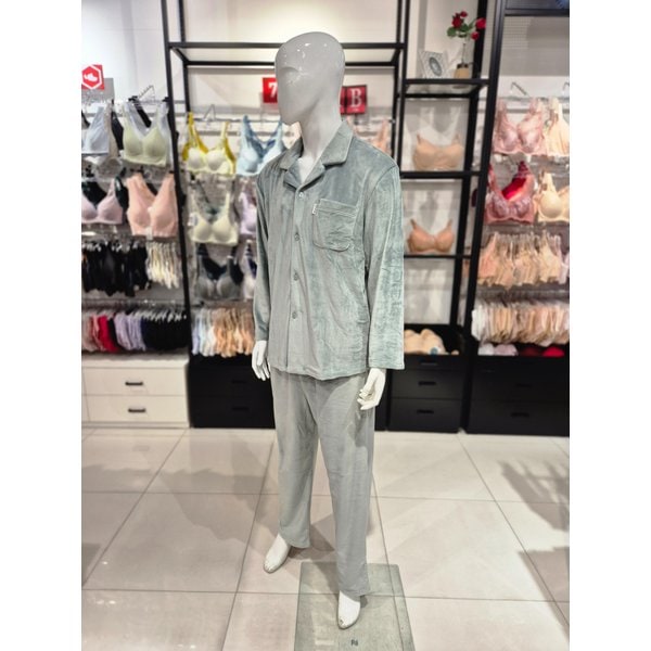 [시흥점] S 와코루) 솔리드 극세사 남성 파자마 셋트 WPA5085M-GR