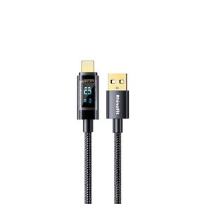 (USB A to 라이트닝 8핀) 10W PD 고속 충전 투명 디스플레이 케이블 (1.2M / 2M)