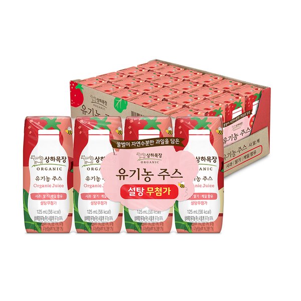 상하목장 유기농주스 사과 딸기 케일 125ml 24팩
