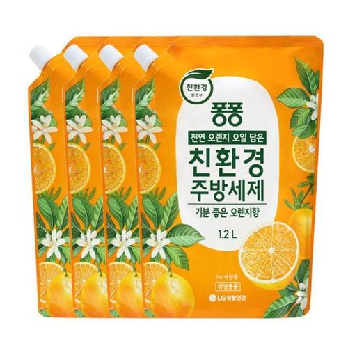 퐁퐁 주방세제 오렌지 리필용 1.2L 4개(1)