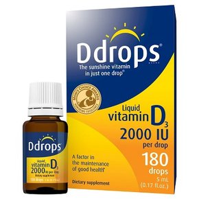 Ddrops 액체 비타민 D3 드롭 2000 IU(50 mcg) - 180 방울 - 0.17 fl oz, Ddrops 건강식품