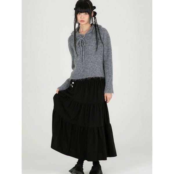 Vintage Button Long Corduroy Skirt