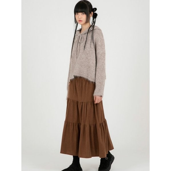 Vintage Button Long Corduroy Skirt