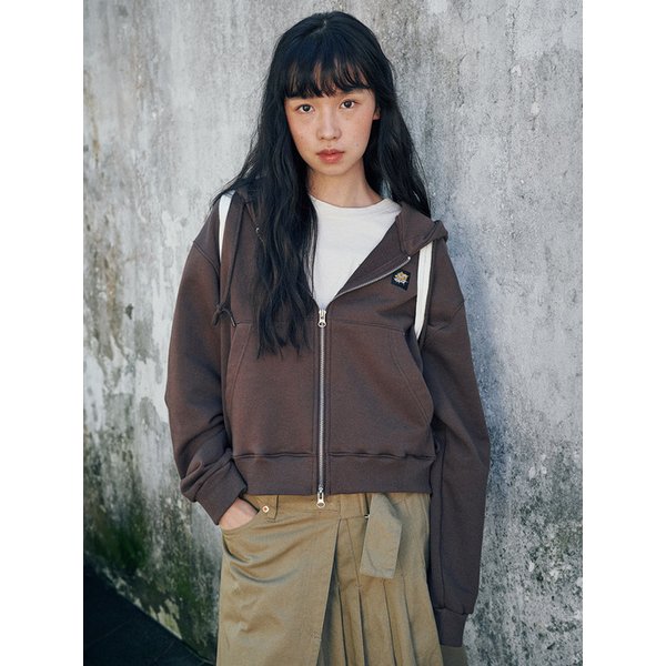 Onda Hooded Zip Up Brown