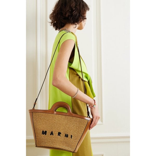 트로피칼리아 스몰 가죽 자수 인조 라피아 토트 뉴트럴 1647597326000535