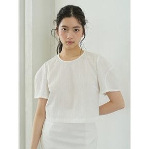 Jacquard crop Blouse _ White