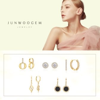 (M)[준우젬]18K 골드핀 볼륨샤인 귀걸이 5종 SET