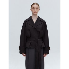 TOF DOUBLE HALF TRENCH COAT CHARCOAL