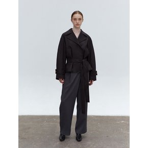 TOF DOUBLE HALF TRENCH COAT CHARCOAL