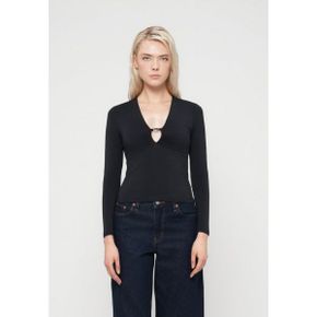 Abercrombie  Fitch 애버크롬비 앤 피치 프론트 하드웨어 - 긴 소매 상의 검은색 7471877