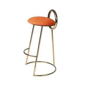 Hoop Bar Stool (Gold frame) _ Coral