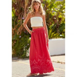 이스퀘어 4753656 Next EMBROIDERED - Maxi skirt red pink