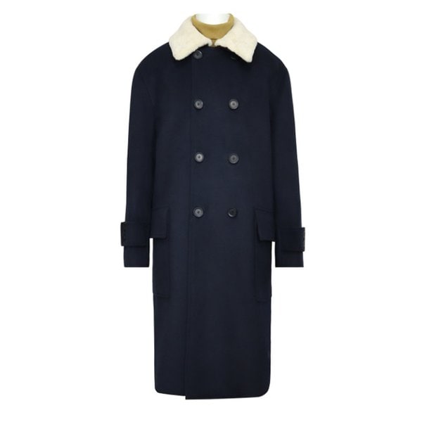 Shearing Perkara 8-Button Half Double Solid Coat  NAVY