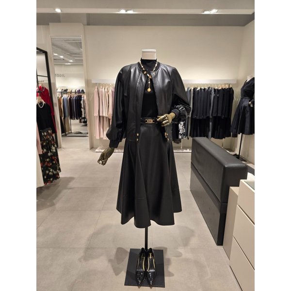 [파주점] 세트 라운드넥 페이크레더 자켓 + 니트 + 스커트 JR2A0JK311,JS3B1PO531,JR2A0SK311