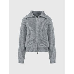 티나 울 하이 넥 니트 집업_그레이 / TINA WOOL HIGH NECK KNIT ZIP UP_GREY