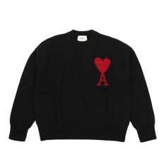 ami 하트 로고 크루넥 울 니트 BFUKS006 018 009 (BLACK/RED)