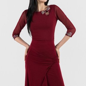 리본블라우스 스포츠댄스복 댄스스포츠의상 라인 밸리 여성 여자