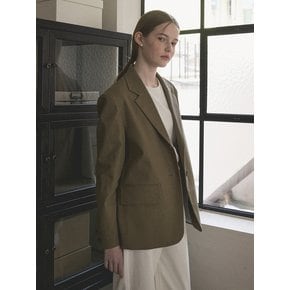 Linen semi over-fit jacket_Khaki