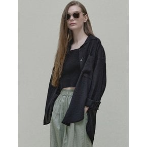 See Through Unbalance Shirt - BLACK