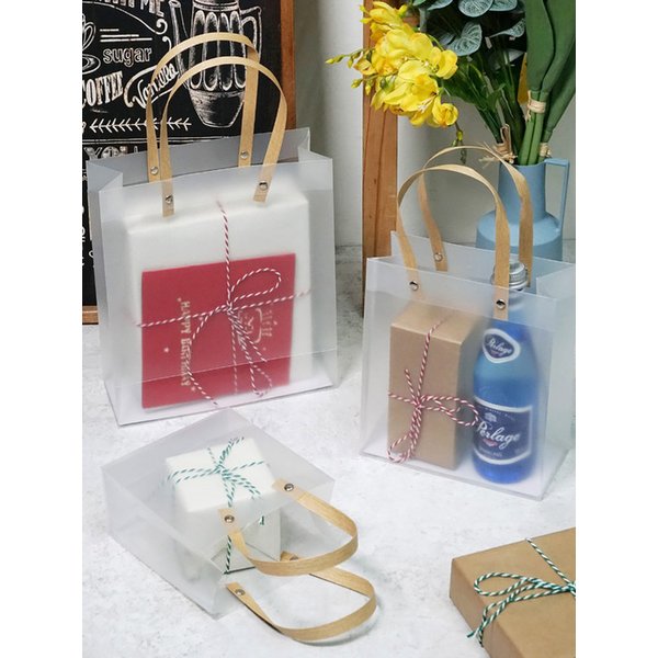 PVC 반투명 무지 손잡이 선물 포장 쇼핑백 가방