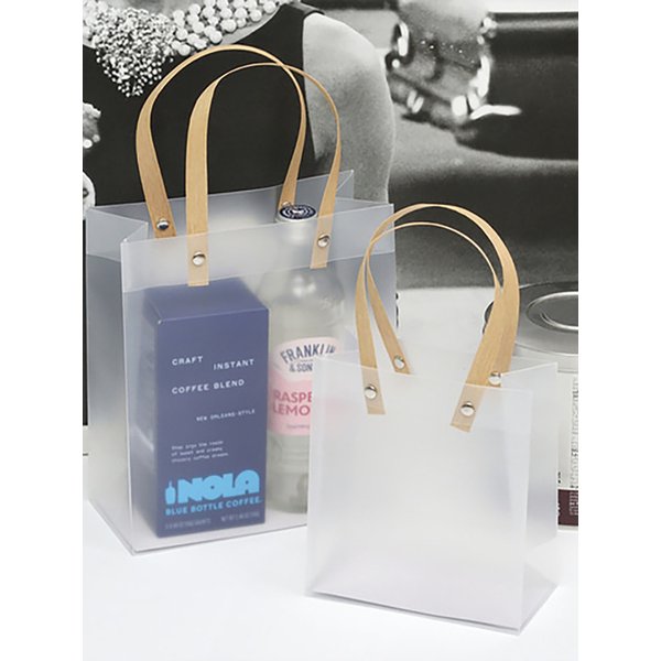 PVC 반투명 무지 손잡이 선물 포장 쇼핑백 가방