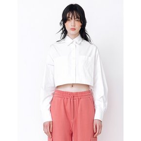 BACK BUTTON CROP SHIRT - WHITE