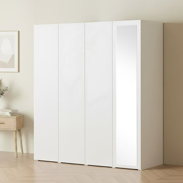 가구 마일 터치 행거 싱글+전신거울 옷장 세트 1600